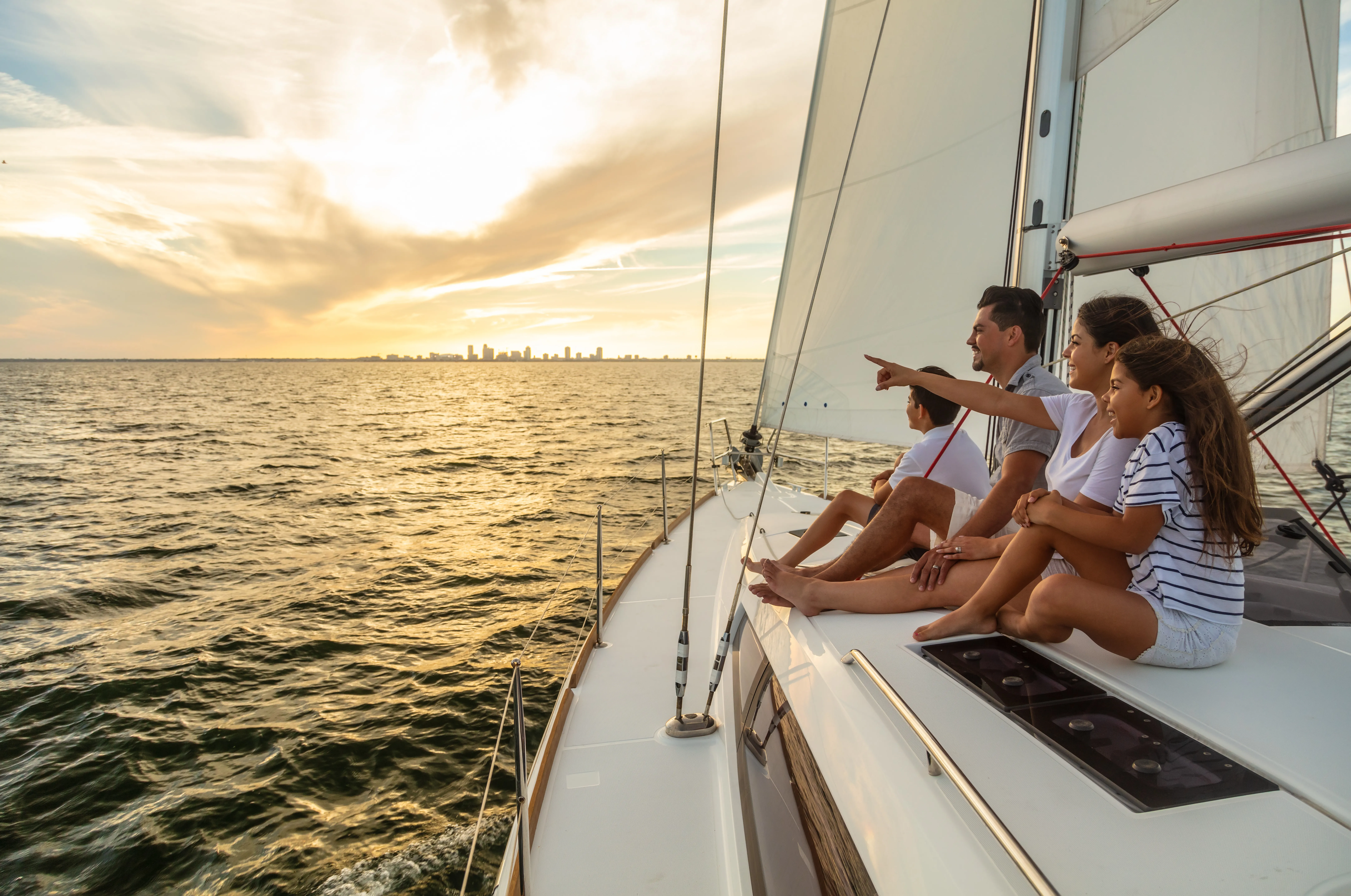 Family on yacht